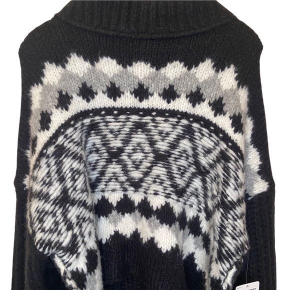 NWT Free People Alpine Black Combo Intarsia Crop Wool Alpaca Blend Sweater - Picture 6 of 11